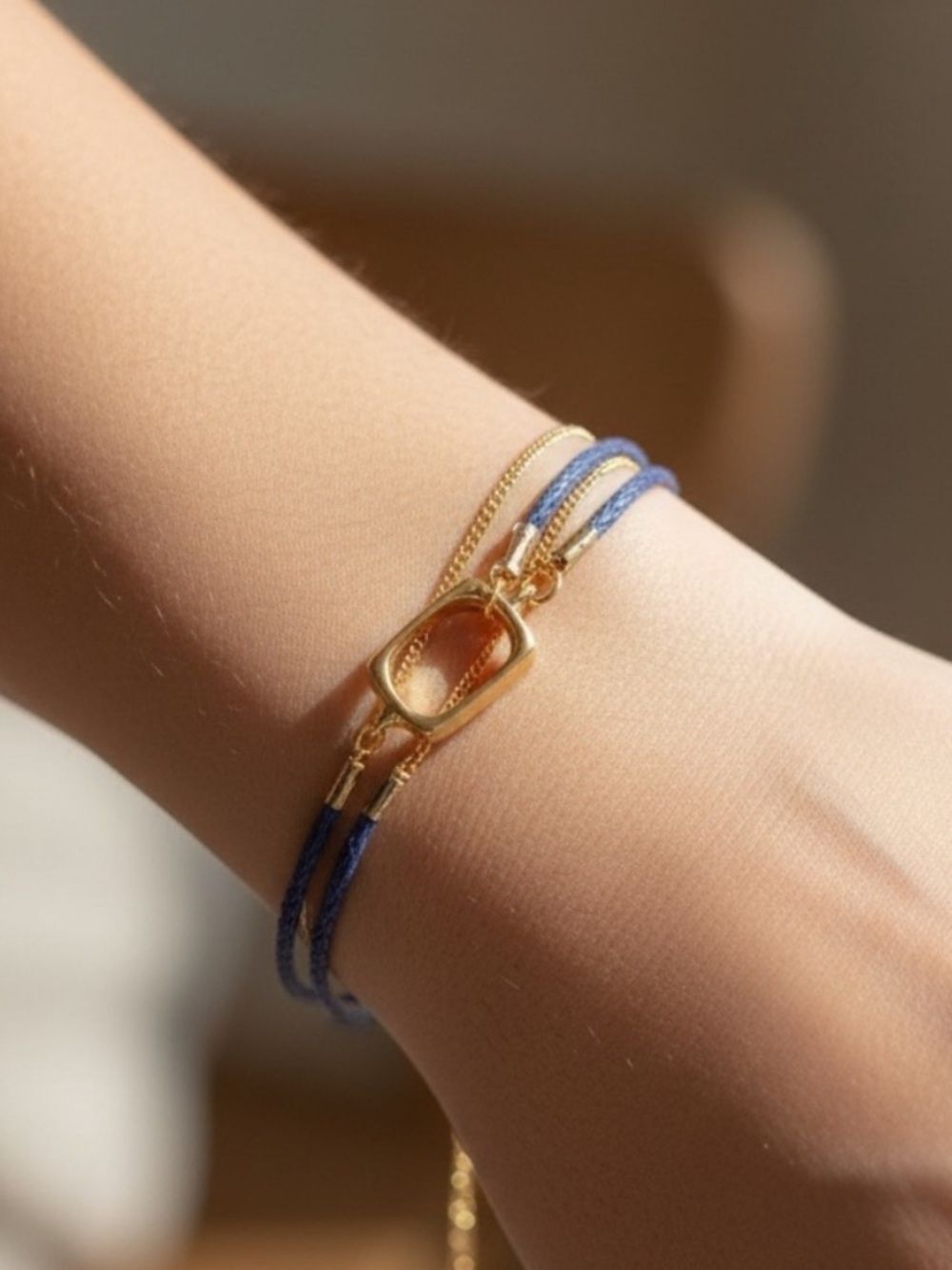 Gold and Blue Double-Strand Women's Bracelet
